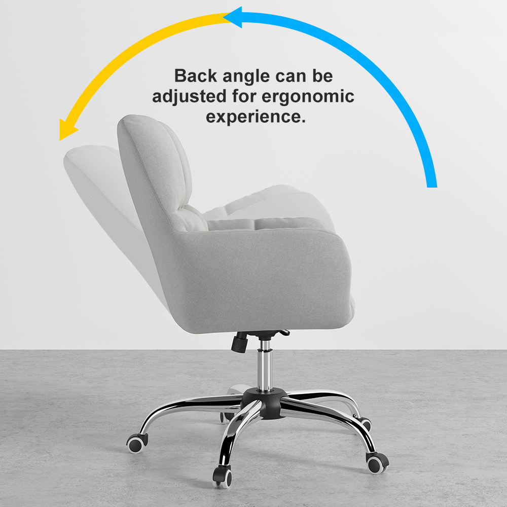 Modern Office Chair Upholstered Cotton&Linen Swivel Task Chair Height Adjustable