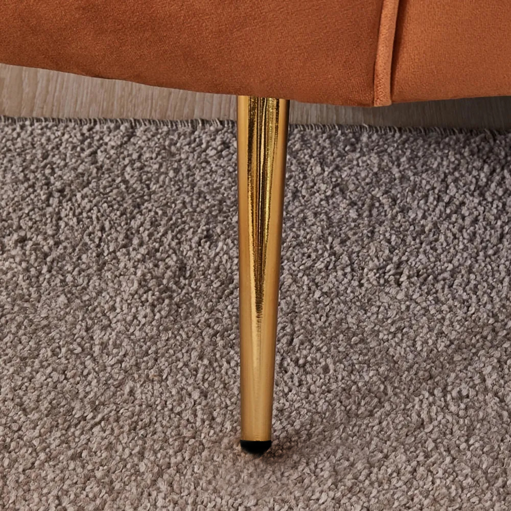 2360mm Modern Orange Velvet Upholstered Large 3-Seater Curved Sofa