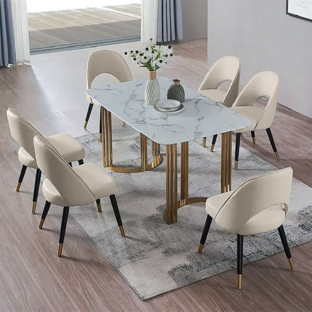 Ensemble de 2 chaises de salle à manger rembourrées modernes gris clair en velours