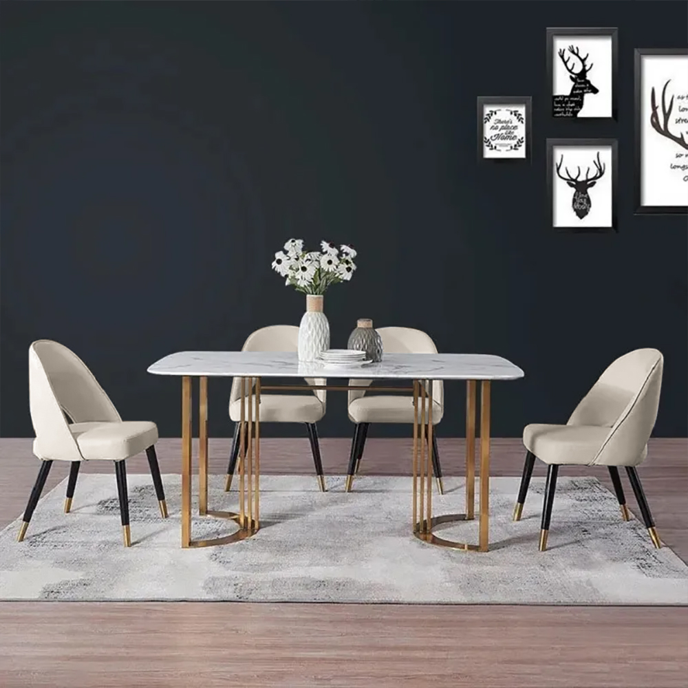 Modern Upholstered Light Gray Dining Chair Velvet Side Chairs Set of 2