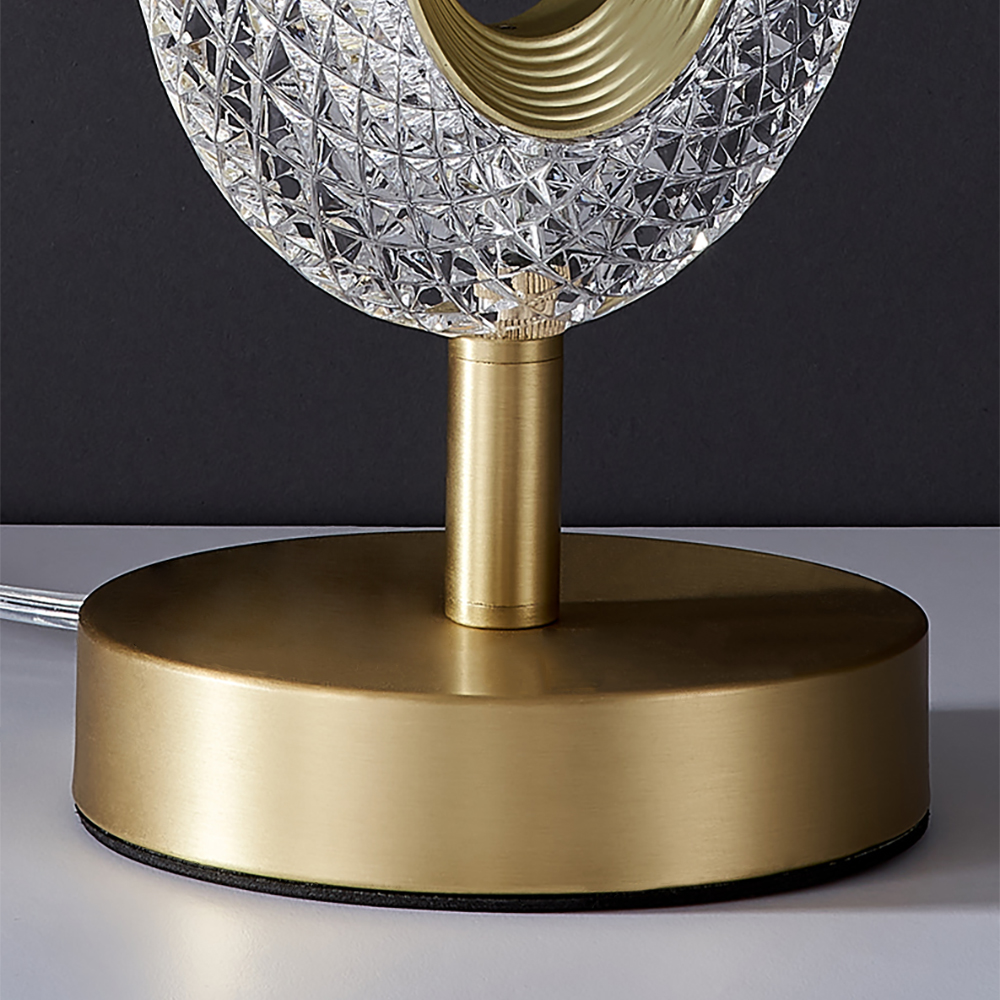 Modern LED Table Lamp Plug in Desk Lamp Ring Shape in Gold