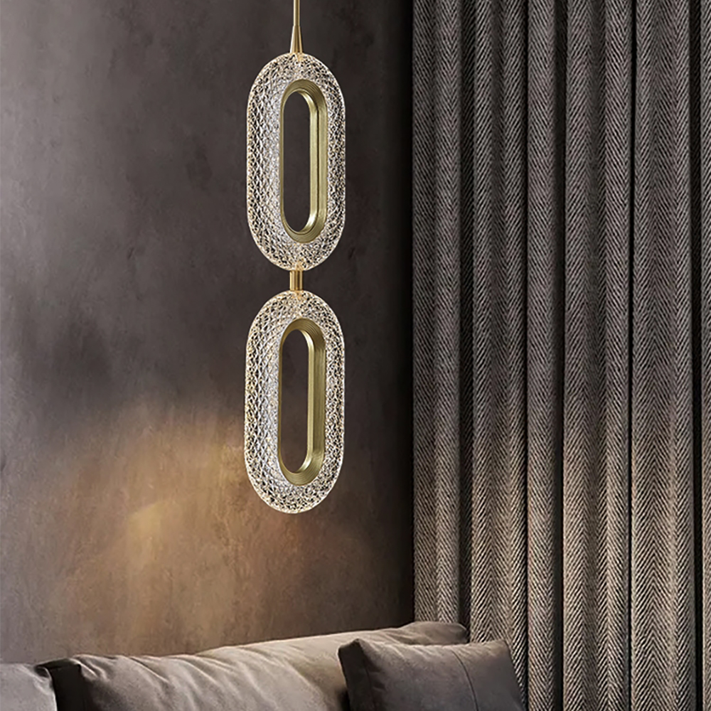 

Gold Ring Pendant Light 2-Light LED Lighting with Adjustable Cable