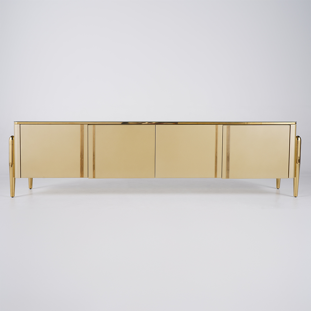 Champagne TV Stand Post-Modern Rectangle TV Console with 4 Doors for TVs Up To 2159mm
