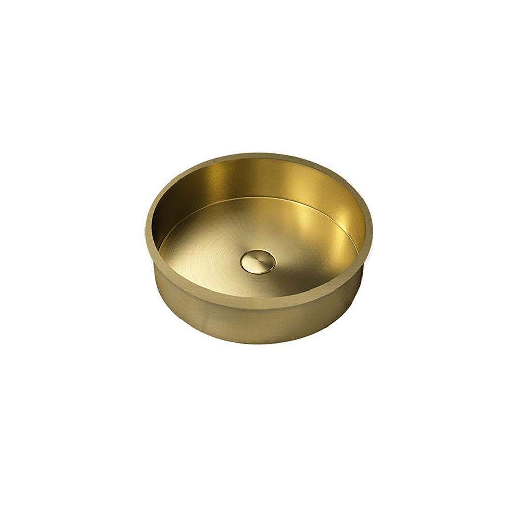 Brushed Gold Modern Luxury Stainless Steel Round Sink Undermount Bathroom Wash SinkHomary