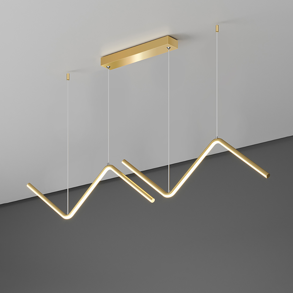 Gold LED Island Light Fixture 2-Light Geometric kitchen Pendant Light