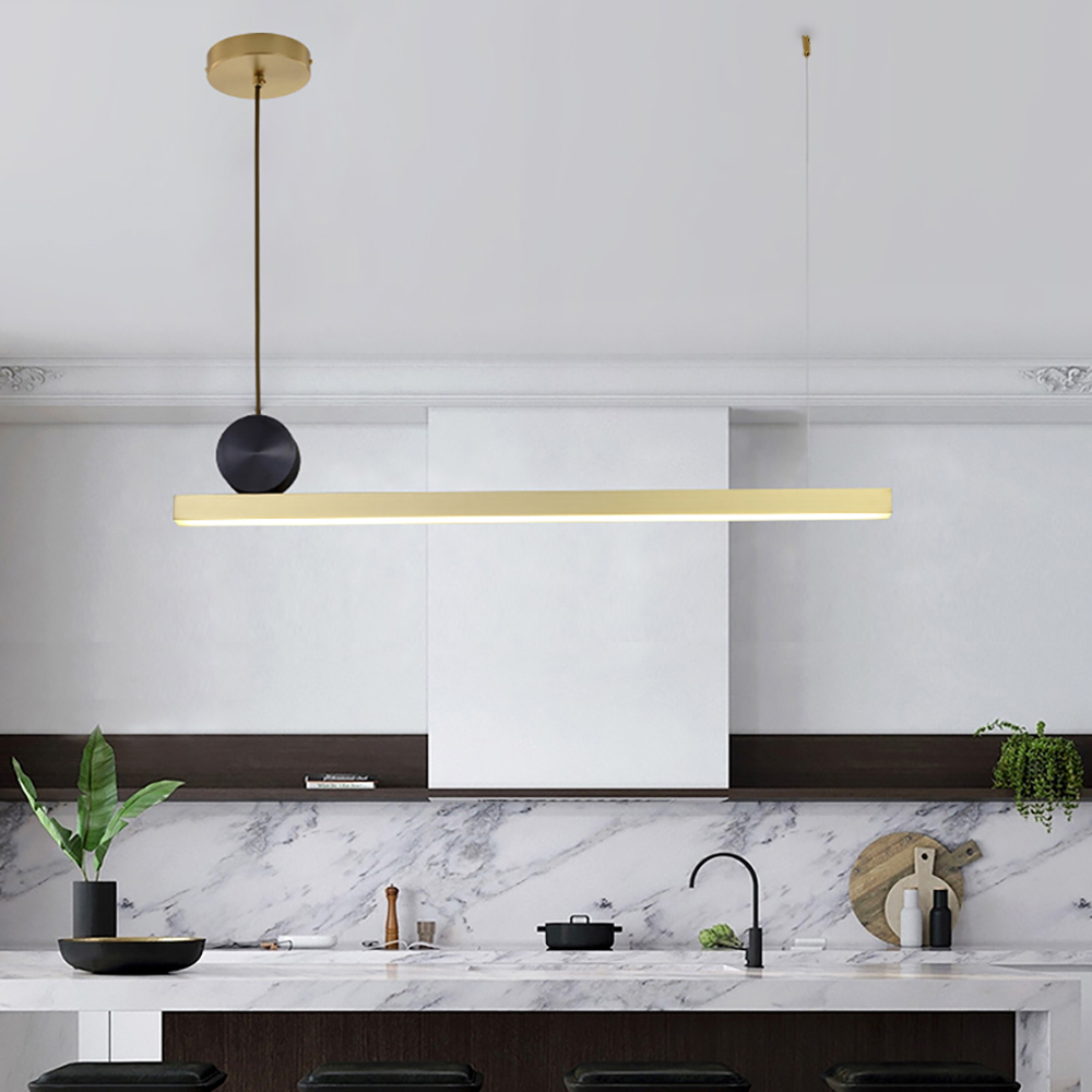 

Modern Linear Island light LED Kitchen Hanging Light in Gold & Black