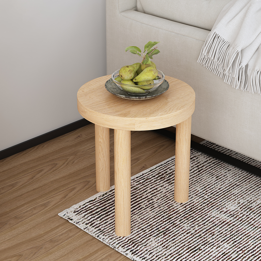 Image of 17.7" Nordic Natural Side Table Round Wooden 3 Legs End Table for Small Apartment