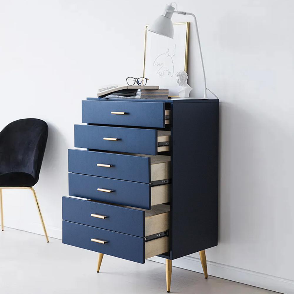 Kommode mit 4 Schubladen, modern, blau, Holz, Akzentschrank für Schlafzimmer