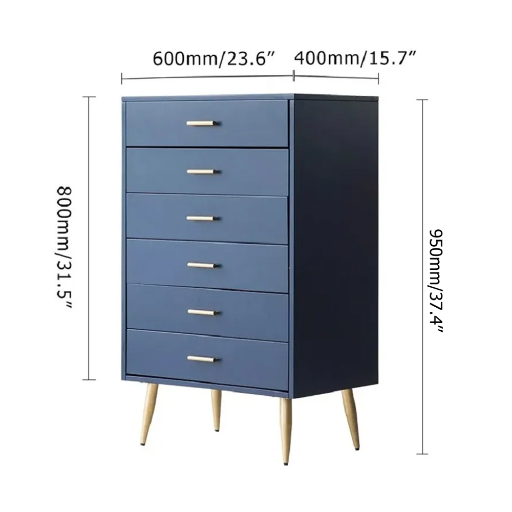 Kommode mit 4 Schubladen, modern, blau, Holz, Akzentschrank für Schlafzimmer