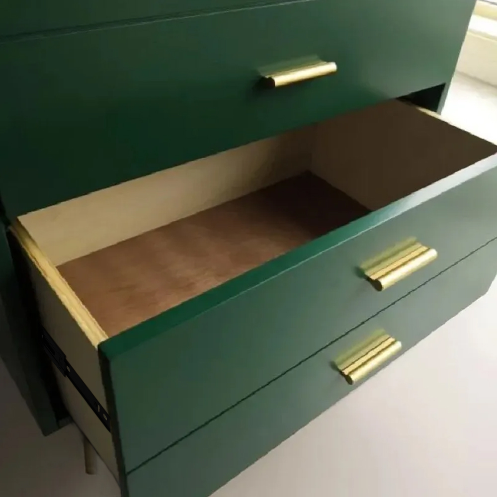 Commode moderne en bois avec 4 tiroirs en coffre de rangement vert pour chambre à coucher