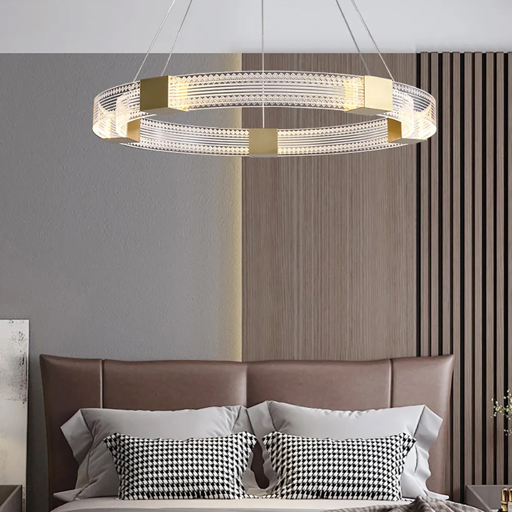 

Modern Minimalist Ring Acrylic Pendant Light with Adjustable Cables