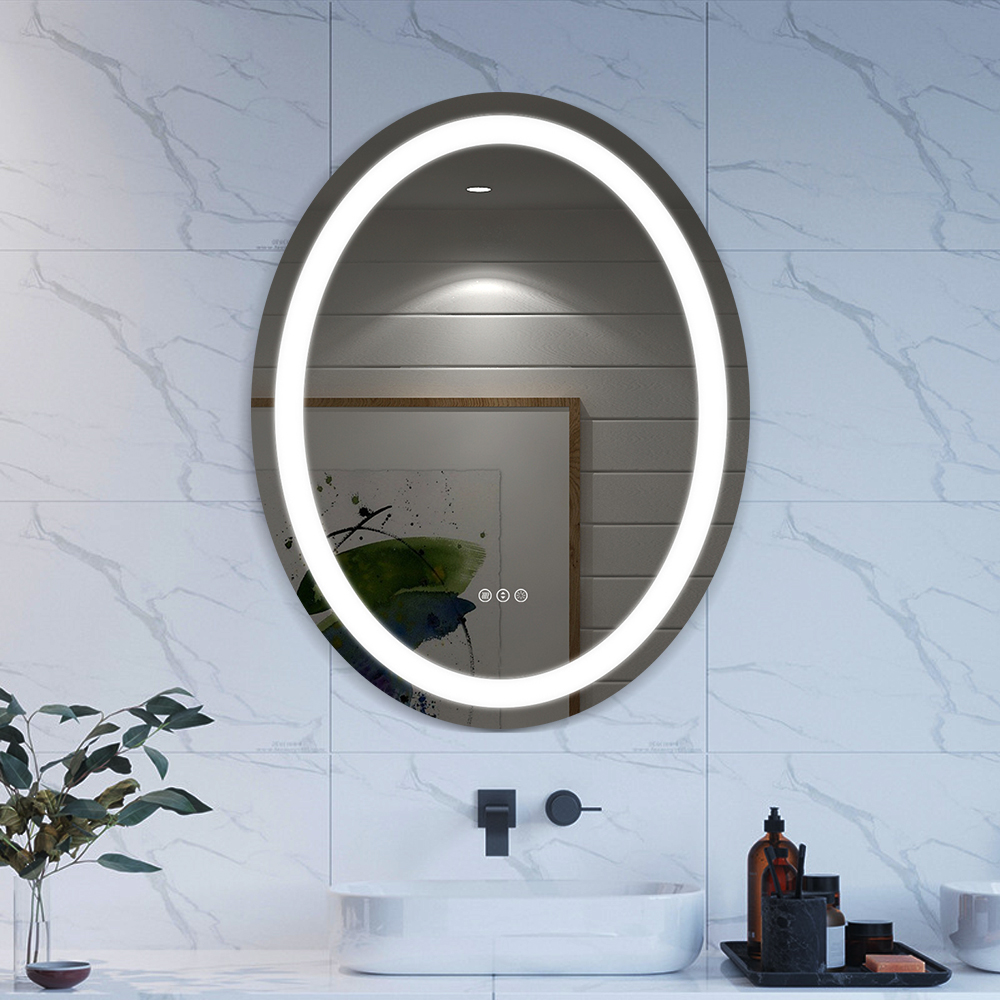 Modern Oval 500mm x 700mm Wall Mounted LED Frameless Bathroom Mirror