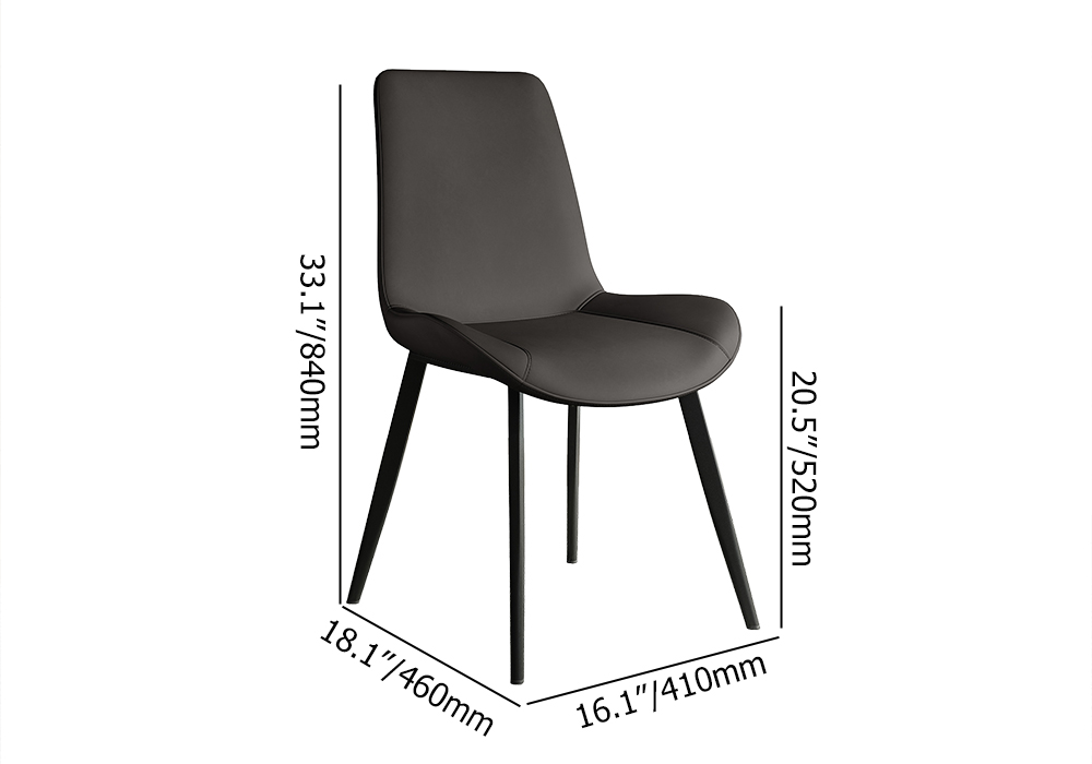 Juego de 2 sillas de comedor tapizadas grises modernas de piel sintética