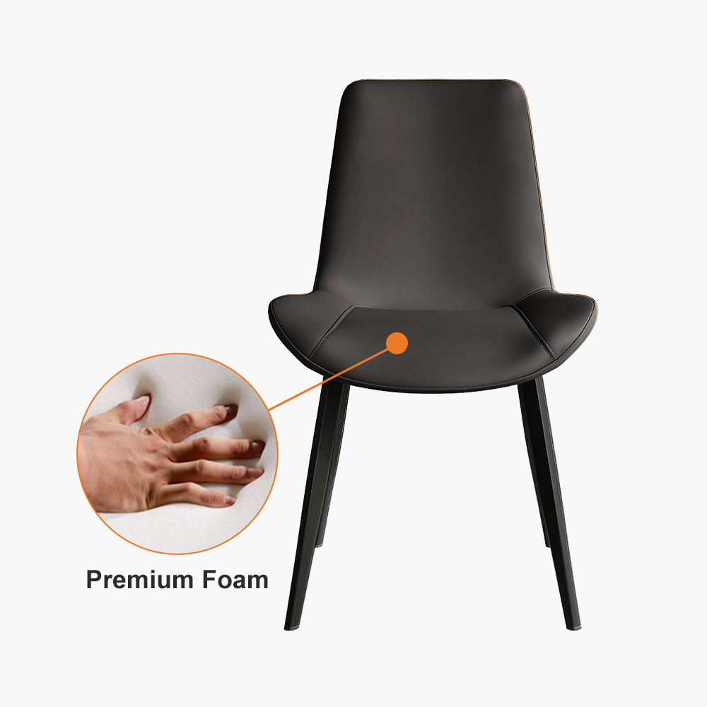 Juego de 2 sillas de comedor tapizadas grises modernas de piel sintética