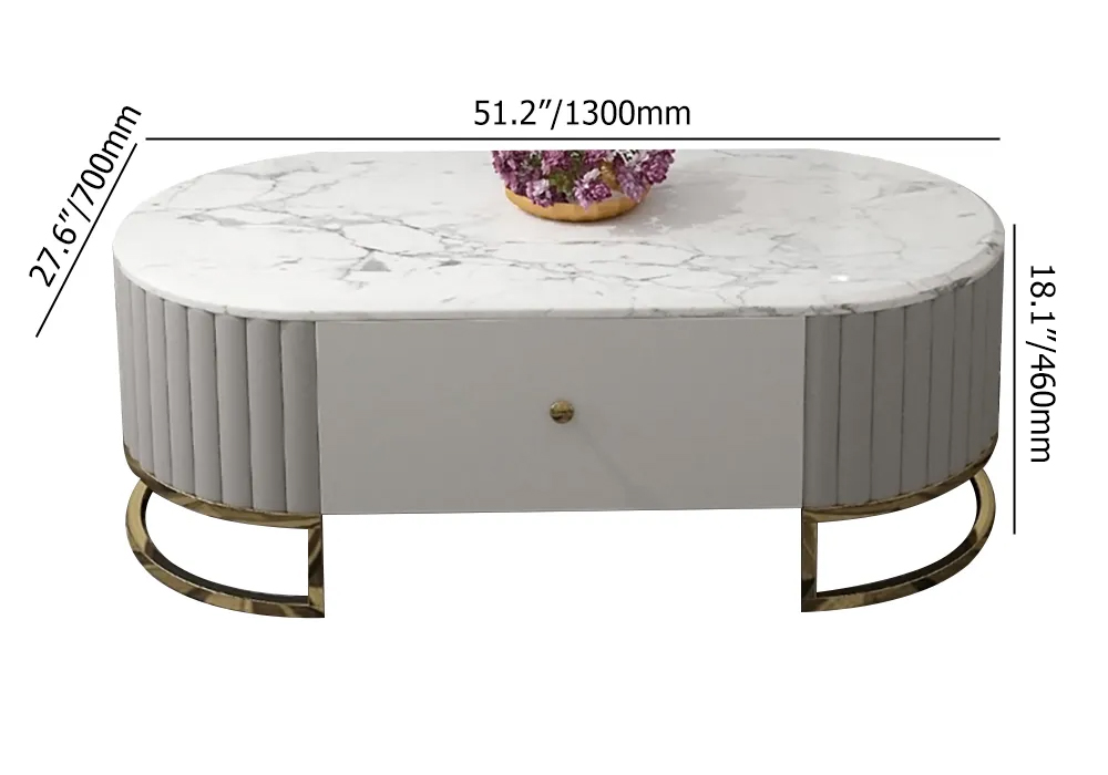 Modern White Marble Coffee Table & TV Stand Set Media Console Set of 2