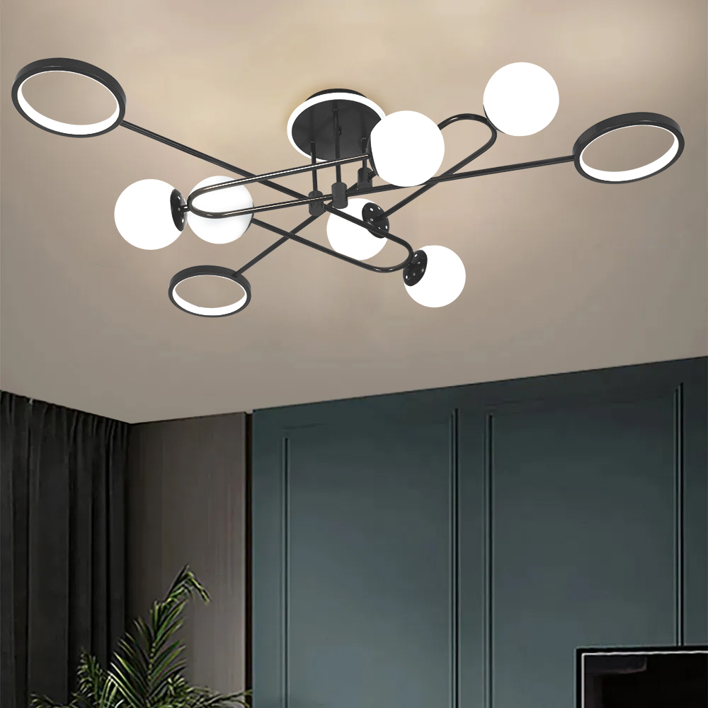 

Modern Linear 6-Light Semi-Flush Mount 40W Warm White Light Lighting