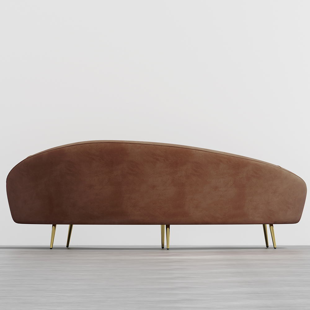 Modernes 3-Sitzer-Sofa aus braunem Samt, 3-Sitzer-Sofa, goldfarbene Metallbeine, inklusive