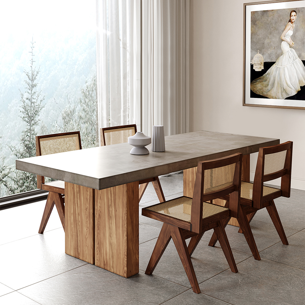 1800mm Farmhouse Natural Wooden Dining Table for 6 Person Double Pedestal