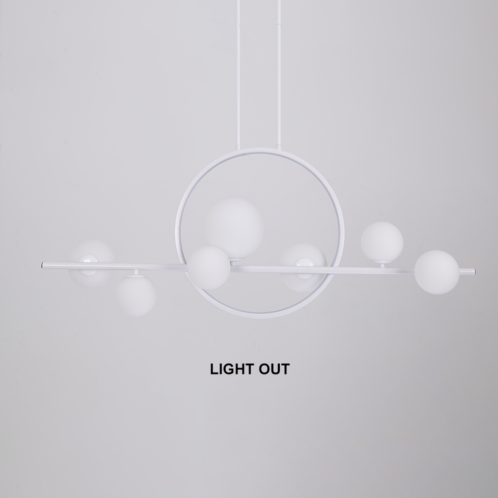 Minimalistische 7-Licht-Glaskugel-Lampenschirm weiße Kücheninsel-Licht für Esszimmer