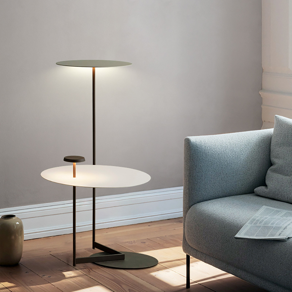 

Modern Floor Lamp with Shelf Novelty Design Black Standing Lamp Foot Switch