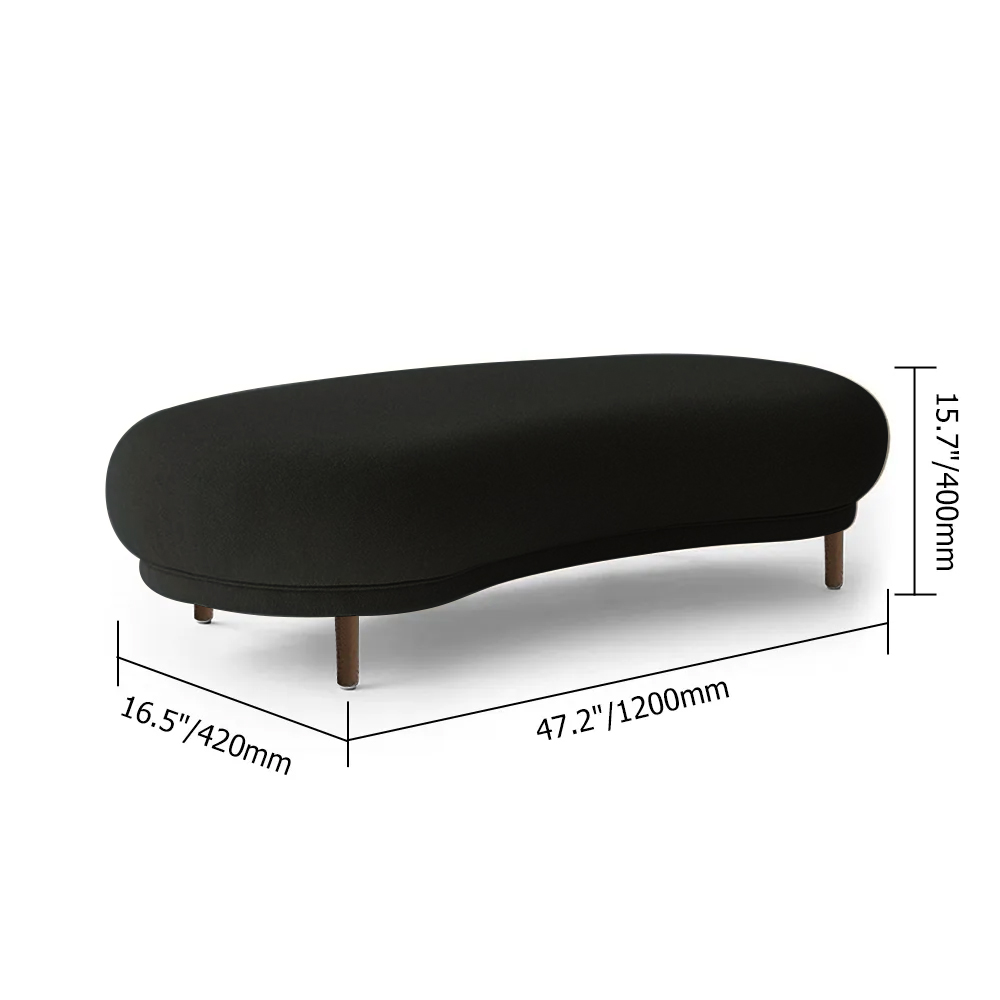 Modern Black Velvet Bench Upholstered Curved Bench for End of Bed with