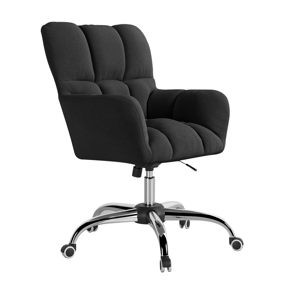Modern Office Chair Upholstered Cotton & Linen Swivel Task Chair Height