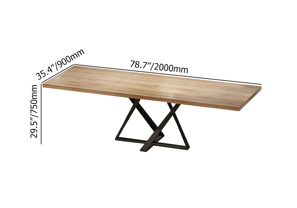 Rectangular Rustic Wood and Metal Kitchen Dining Table Black Base-Large