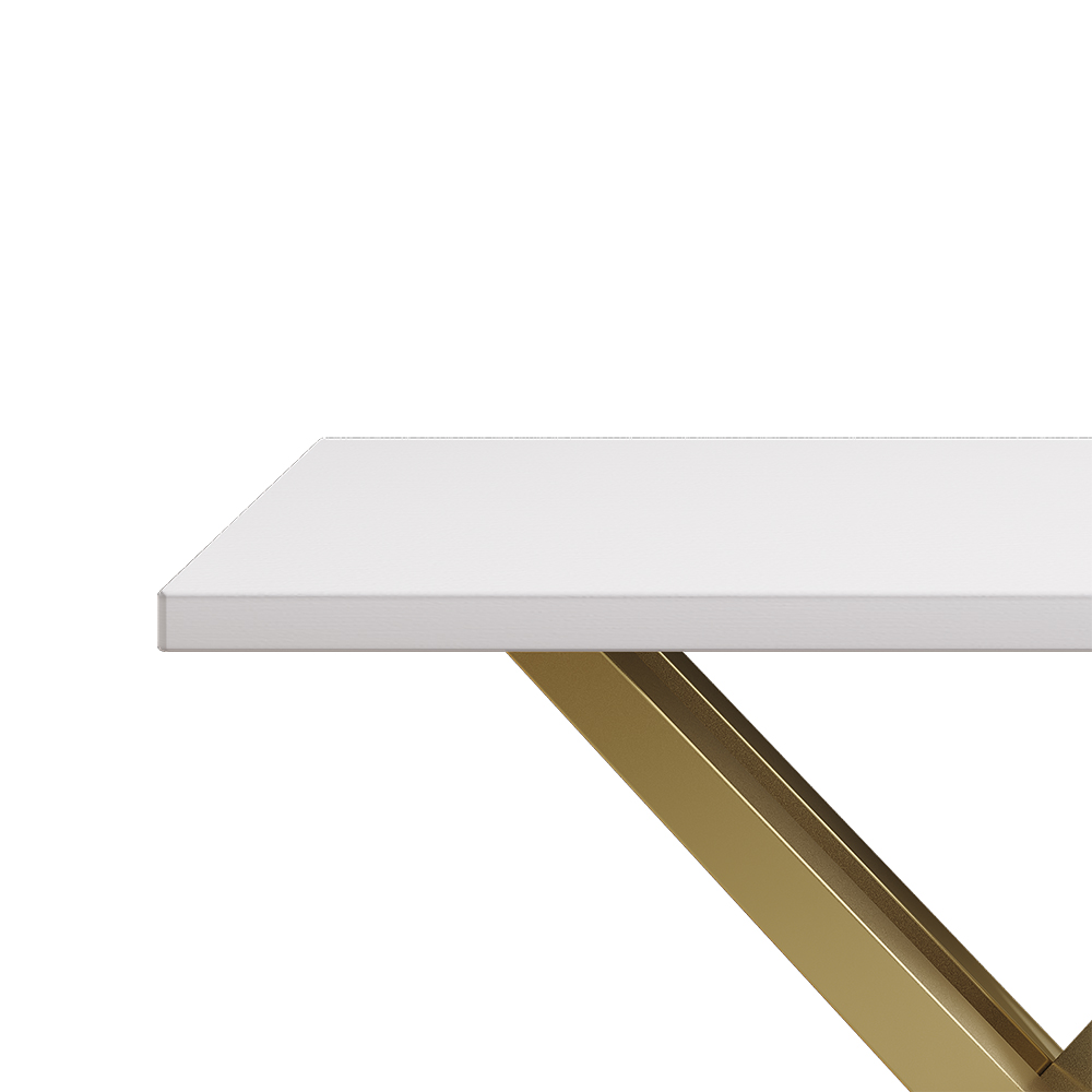 1200mm White & Gold Narrow Console Table Accent Table for Hallway X Base Metal in Large
