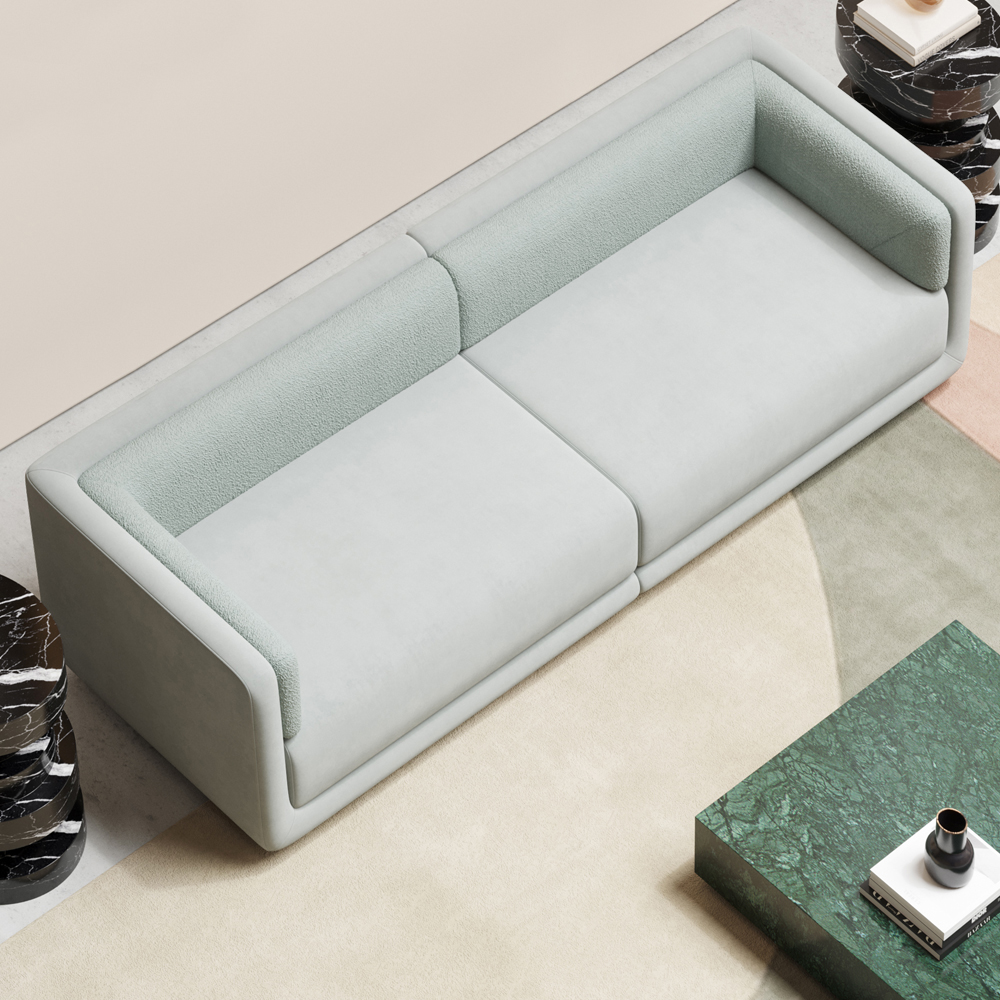 1820mm Modern Modular Boucle Sofa Light Green Loveseat for Living Room