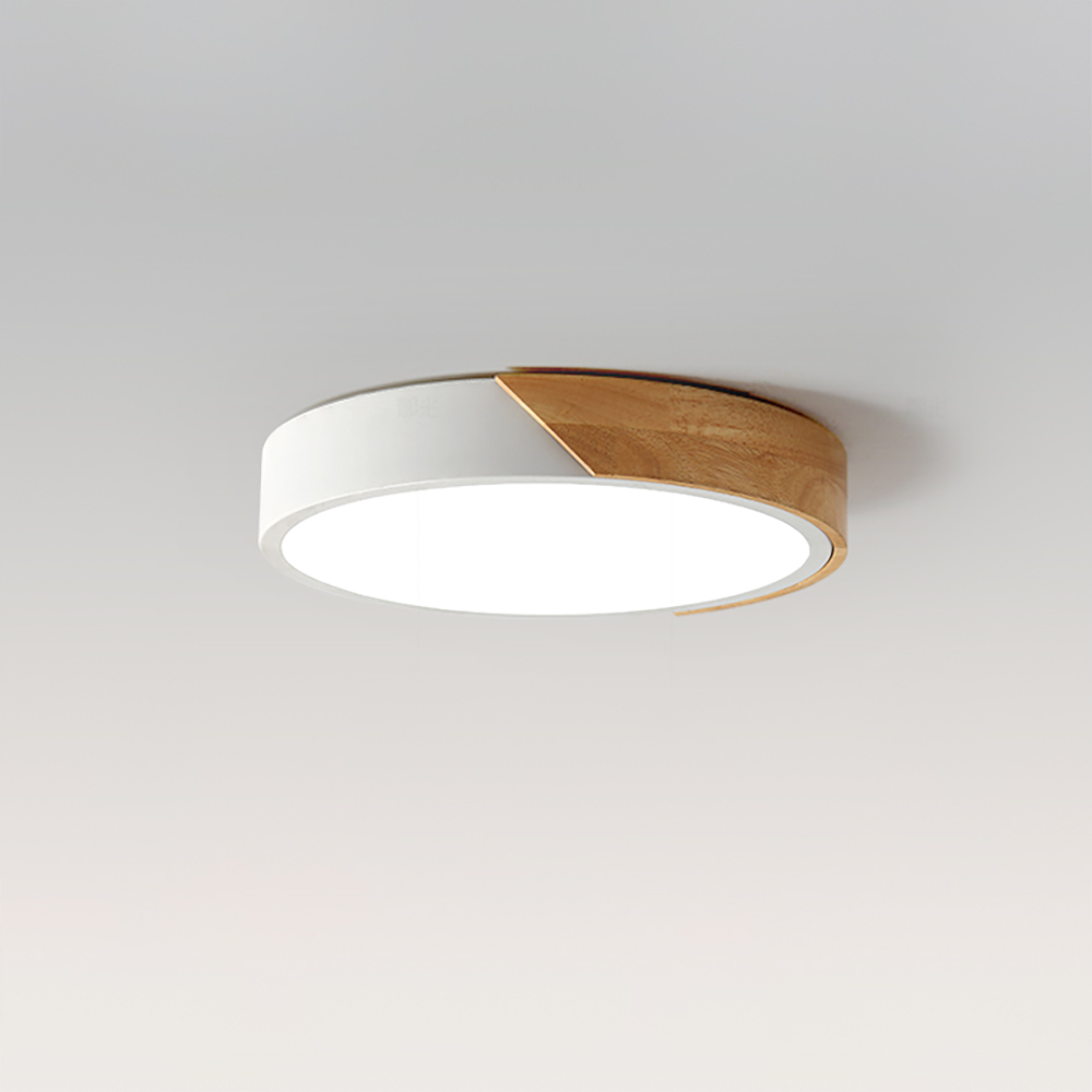 LED Drum Flush Mount Ceiling Light in White Dimmable & Remote Control