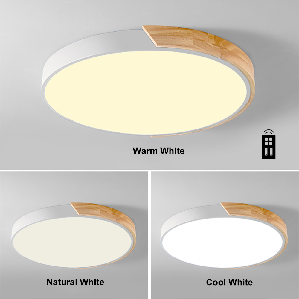Modern LED Drum Flush Mount Ceiling Light in White Dimmable & Remote Control