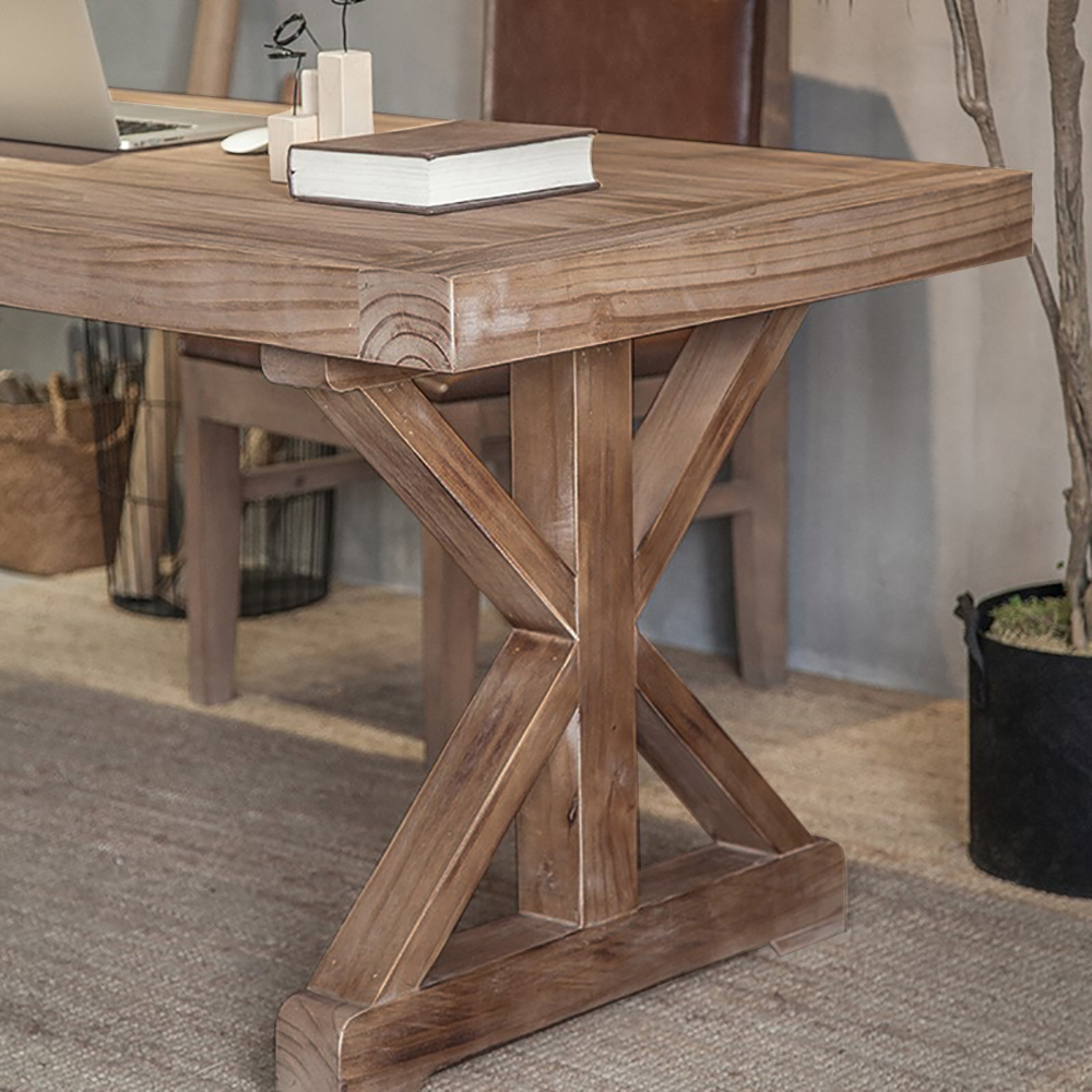  1500mm Farmhouse Wooden Standing Writing Desk in Natural Trestle 