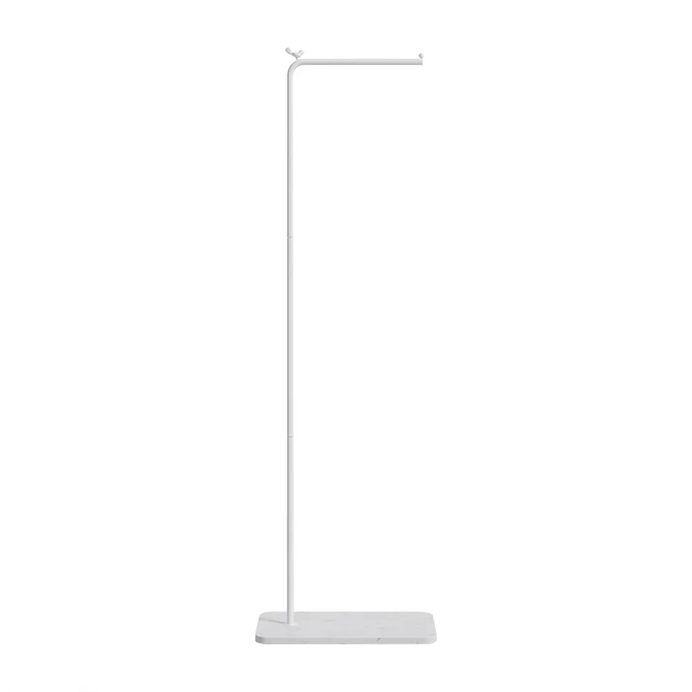 Modern White Corner Clothing Garment Stand with Marble Base