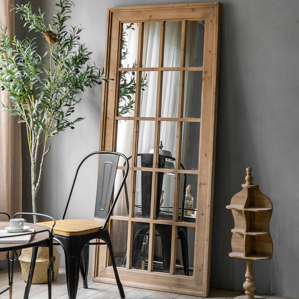 Farmhouse Full Length Mirror Wood Rectangle Floor Mirror Home Homary AU