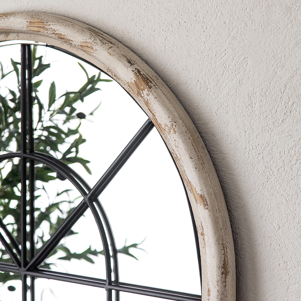 Full Length Arch Mirror Farmhouse Floor Mirror in Distressed White