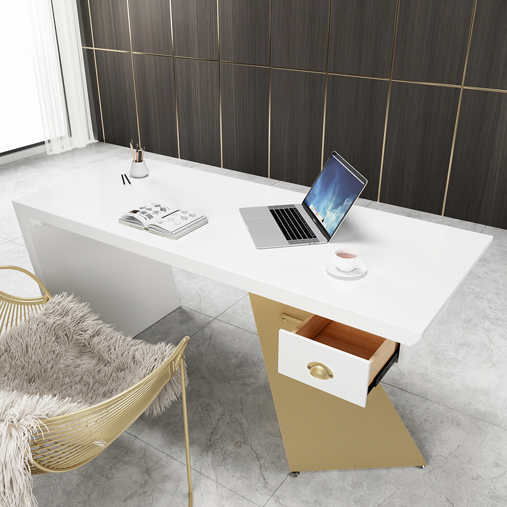1600mm Modern Office Desk with Drawer Writing Desk with Abstract Design ...
