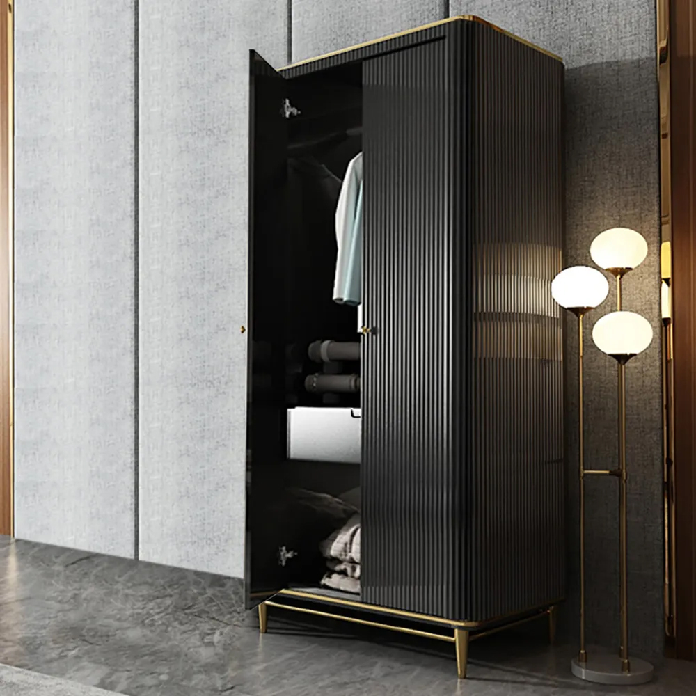 Bline 70'' Modern Black Wardrobe Closet with MultiStorage Bedroom