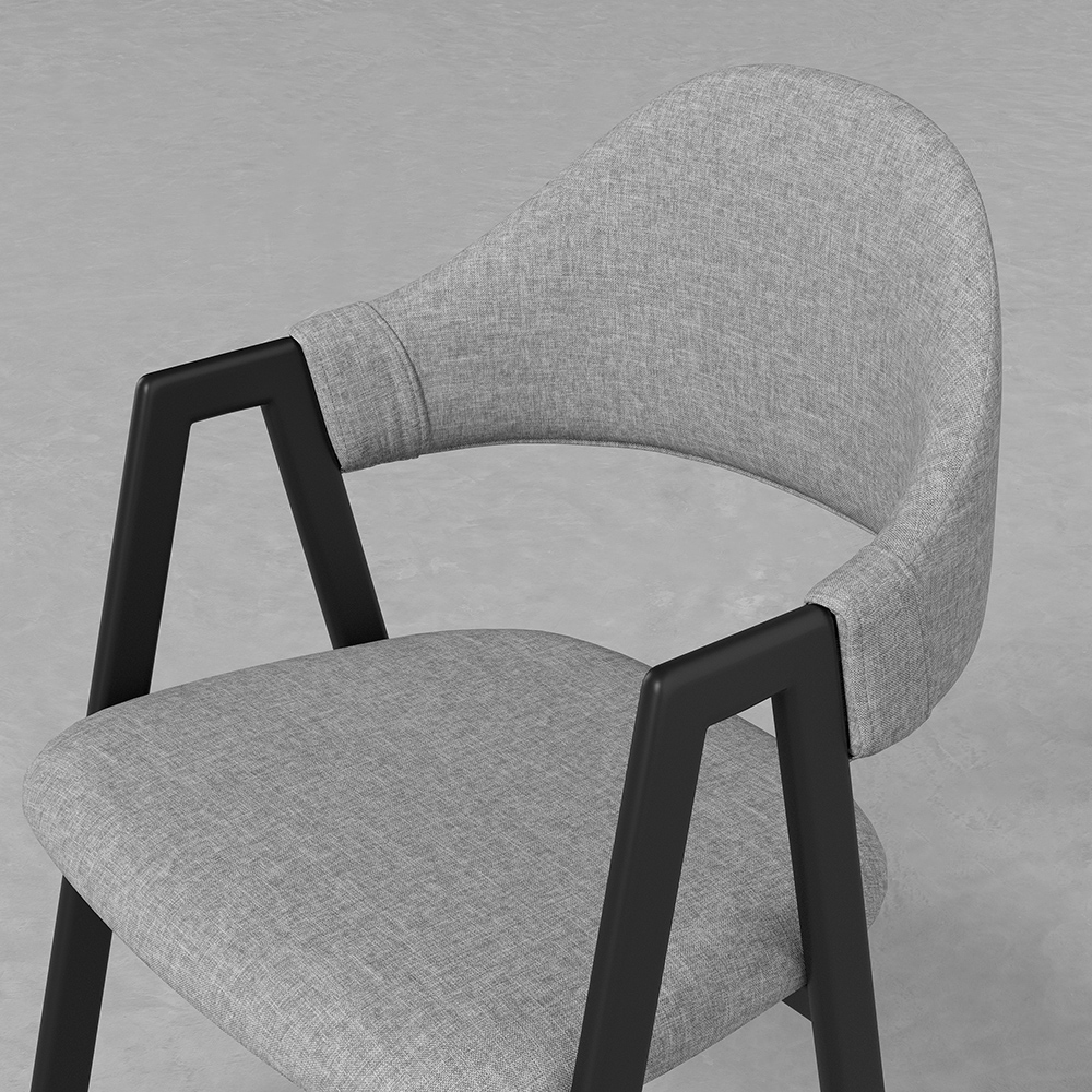 Gray Linen Upholstered Dining Chair Side Chair Set of 2Homary