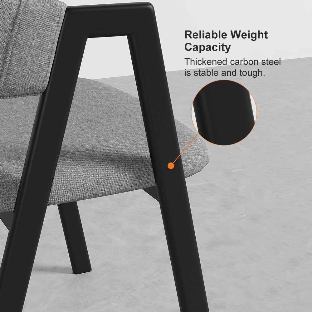 Gray Linen Upholstered Dining Chair Side Chair Set of 2Homary