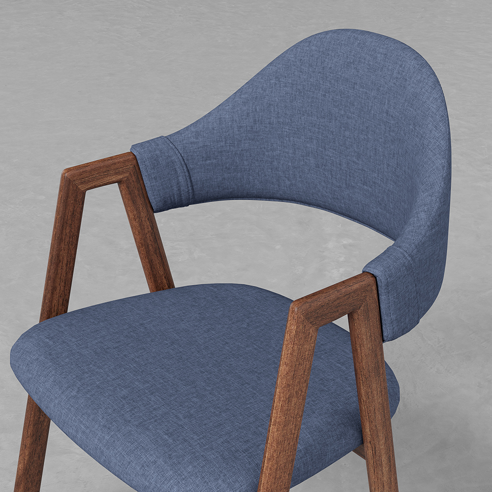 Blue Linen Upholstered Dining Chair Side Chair (Set of 2) Kitchen