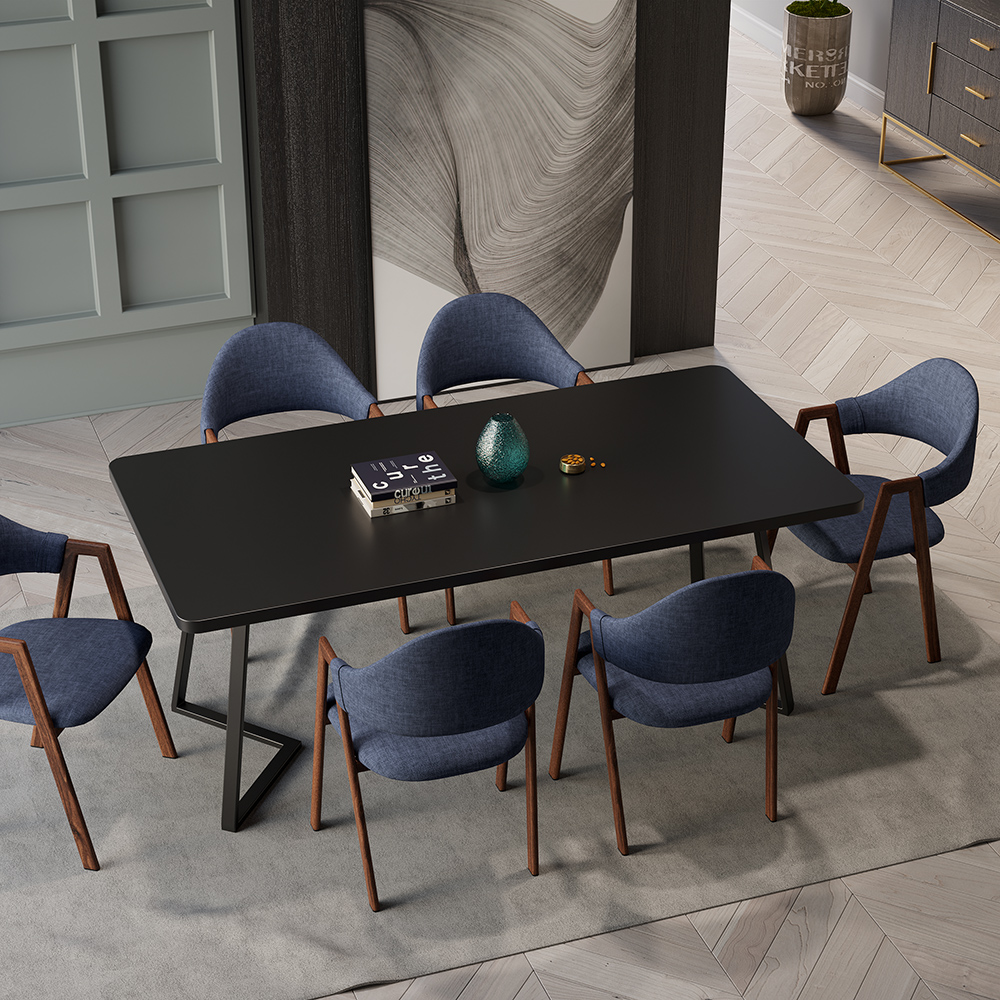 Blue Linen Upholstered Dining Chair Side Chair (Set of 2) Kitchen