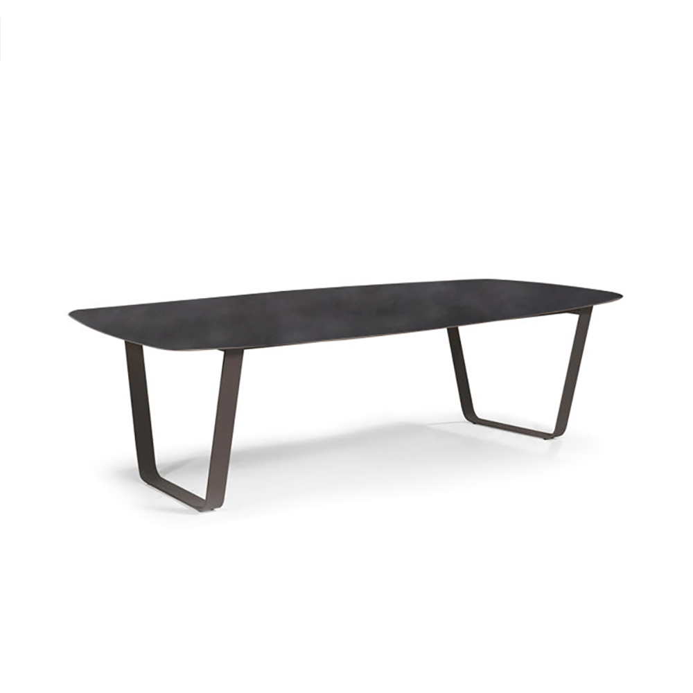 Modern Rectangle 6 Person Aluminum & Glass Outdoor Dining Table in