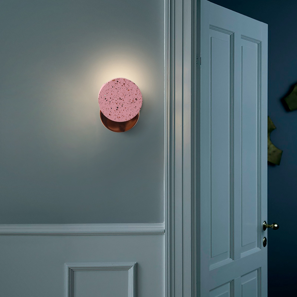 Modern Pink Wall Sconce 1-Light Terrazzo Wall Light for Bedroom
