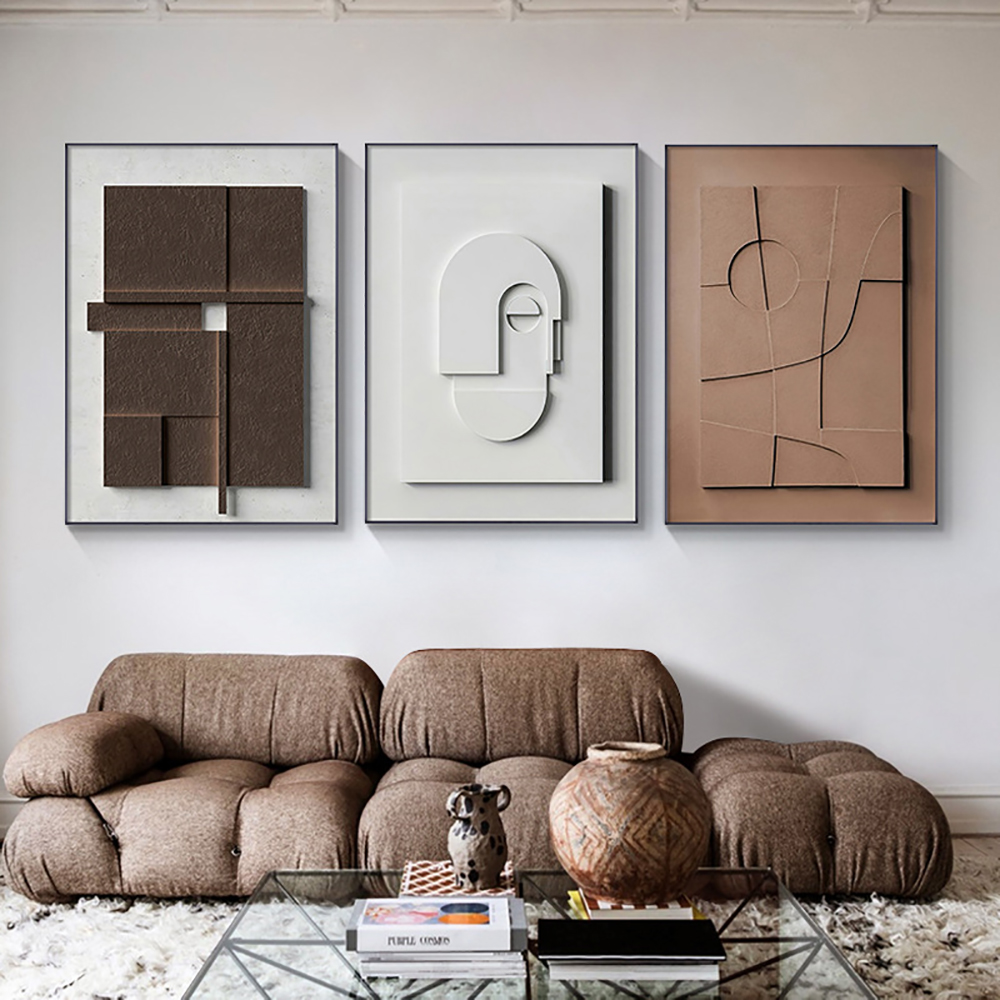 Image of Geometric Canvas Wall Art Painting Modern 3 Pieces Wall Decor Painting