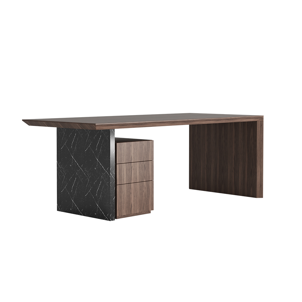 60" Modern Wooden Desk Walnut Home Office Desk with Filing