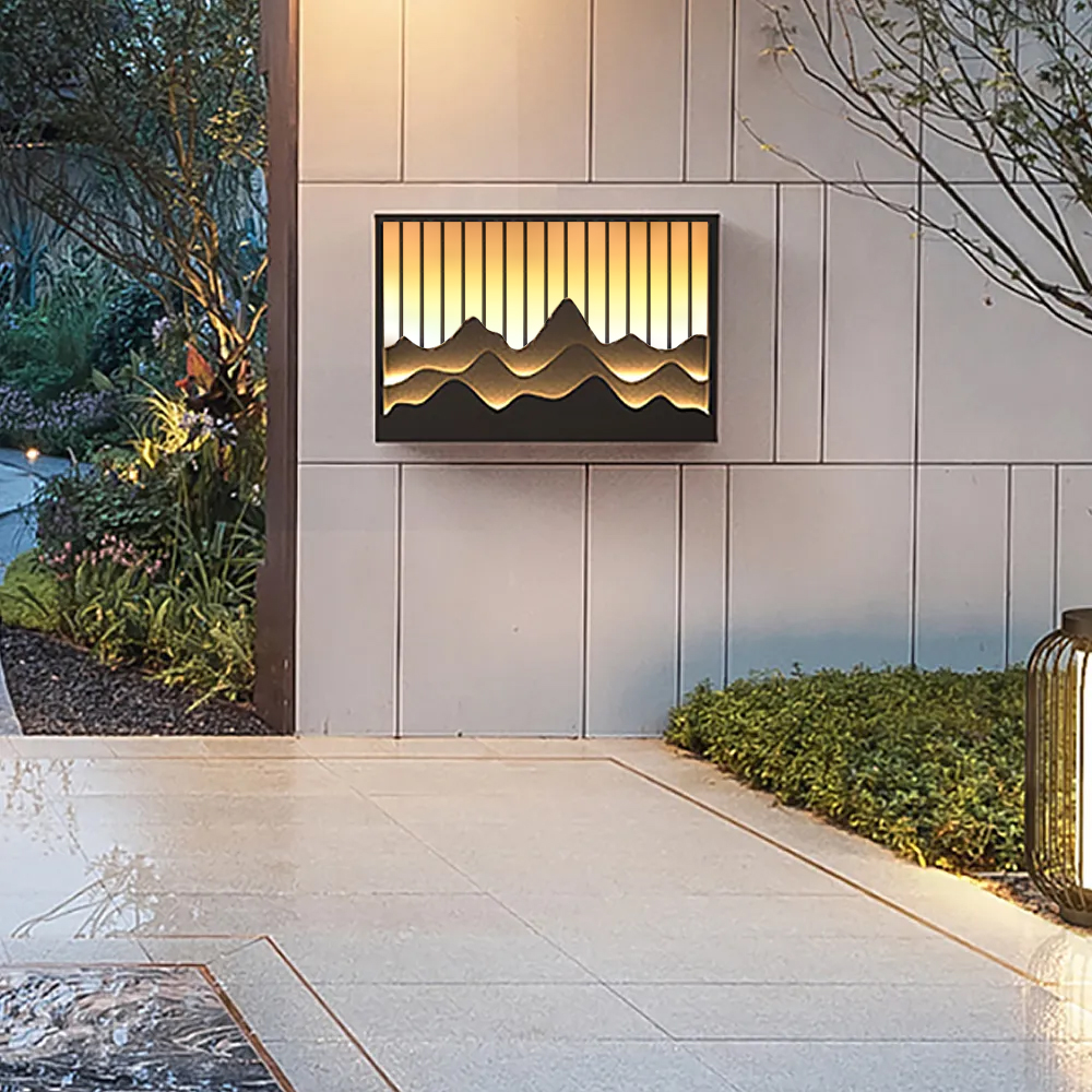 Outdoor Flush Mounted Wall Lighting Sconces LED Rectangular Layered