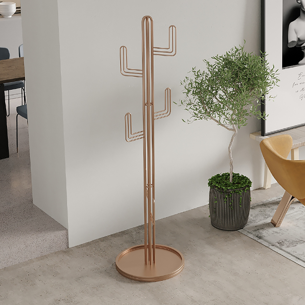 1800mm Clothing Stand Bedroom Hallway Coat Stand Freestanding Cactus Hall Tree in Gold