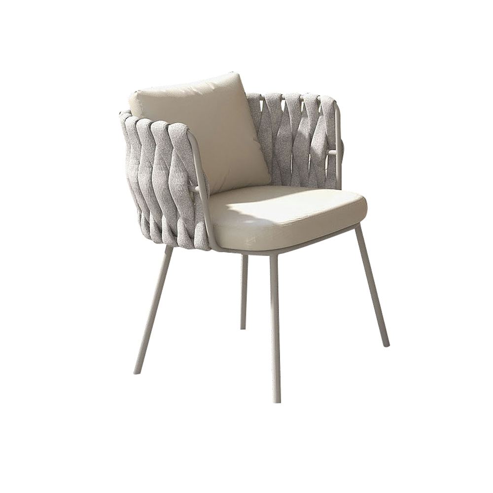 Modern Aluminum & Rattan Outdoor Patio Dining Chair Armchair in Gray ...