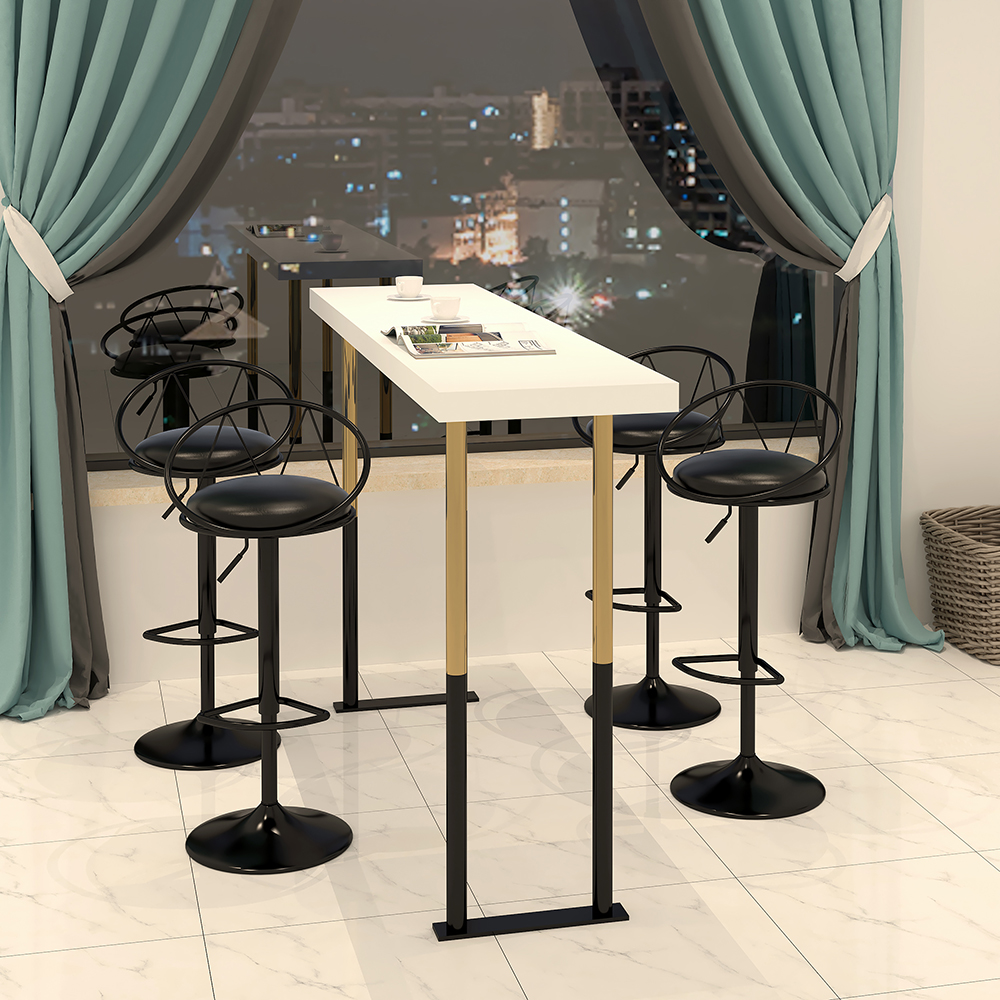 Modern Upholstered Adjustable Height Swivel Black Bar Stool (Set of 2)