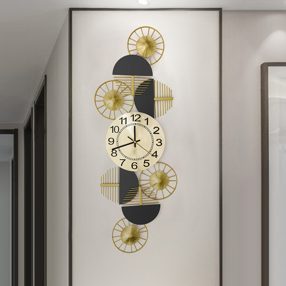 Black & Gold Luxury Fashion Artistic Home Large Metal Wall Clock Decor